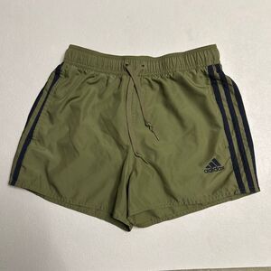 Adidas Olive Green 3-Stripes Athletic Shorts Size Small Men’s Swim Running